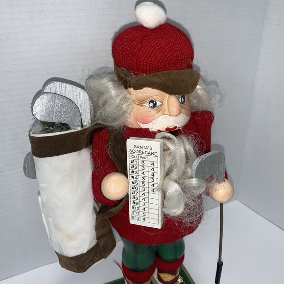 Vintage Rare Nutcracker Golfer Santa Carrying Bag & Club - Picture 2 of 16